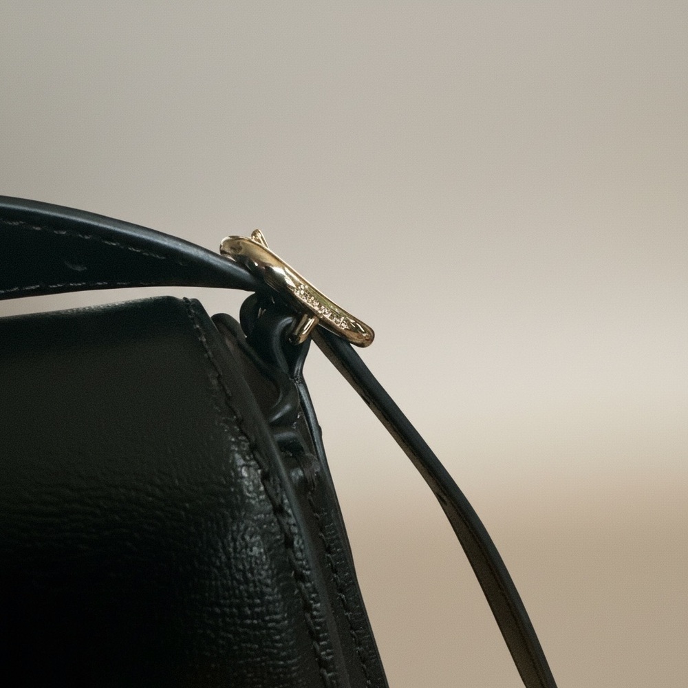 Kate Spade Black Leather Saddle Crossbody Bag NWT Gold Hardware Dust Bag Classic - Picture 14 of 17